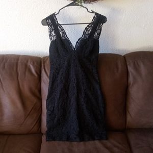 Topshop black lace mini dress